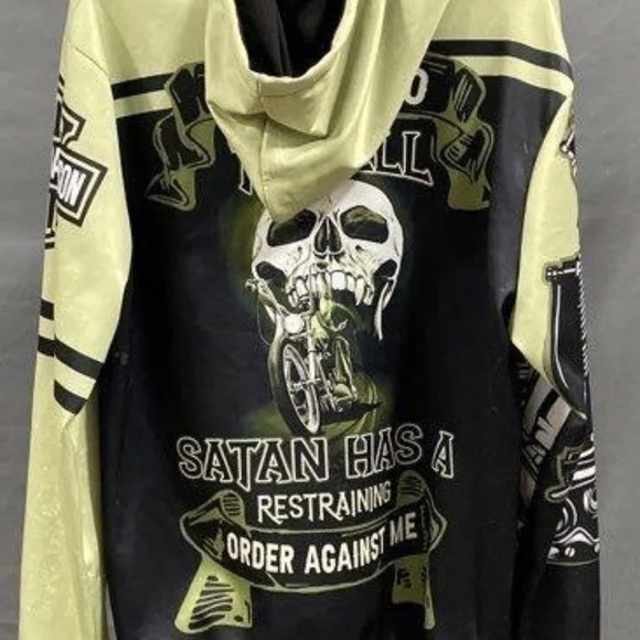 Harley Davidson Hoodie, Size Large , with Engines & Skulls - Picture 5 of 7
